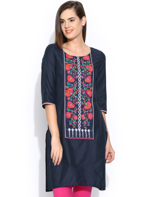 

W Women Navy Kurta, Navy blue