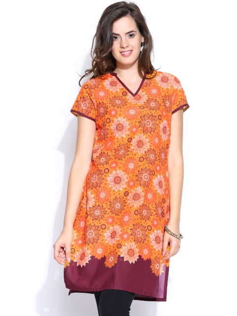 

Aurelia Women Orange Printed Kurta