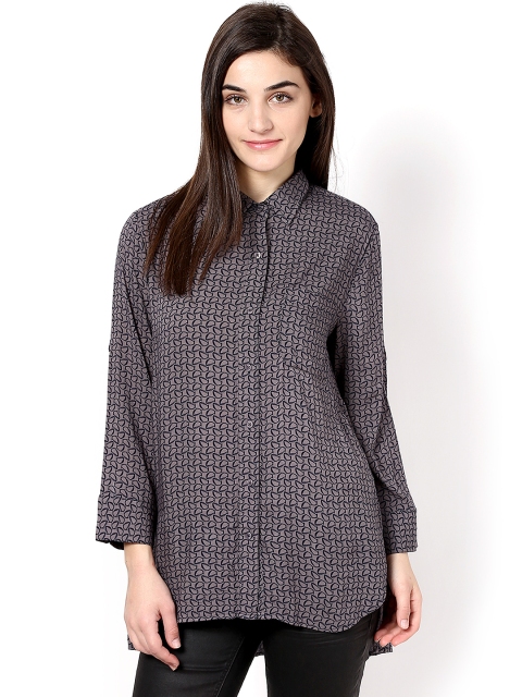 

Sbuys Women Grey & Blue Printed Shirt