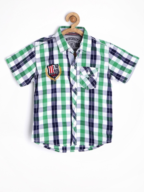 

Gini and Jony Boys White & Green Checked Shirt