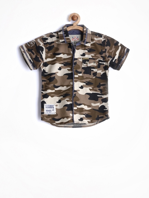 

GJ UNLTD Jeans by Gini and Jony Boys Brown Camouflage Printed Shirt