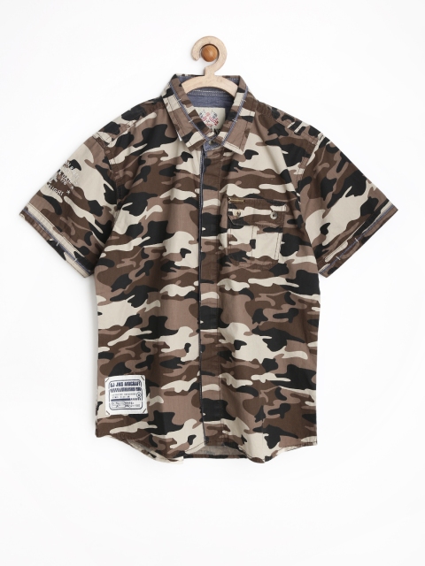 

GJ UNLTD Jeans by Gini and Jony Boys Brown Camouflage Printed Shirt