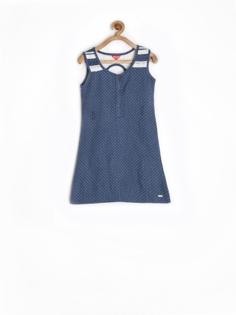 

Elle Kids Girls Blue Printed A-Line Dress