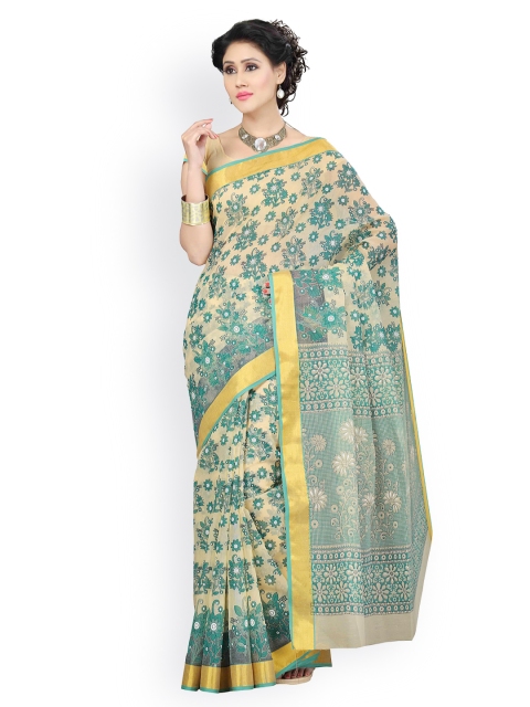 

Saree Swarg Green & White Printed Cotton Traditional Saree
