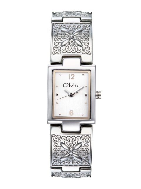 

Olvin Women Silver-Toned Dial Watch 16121SM01