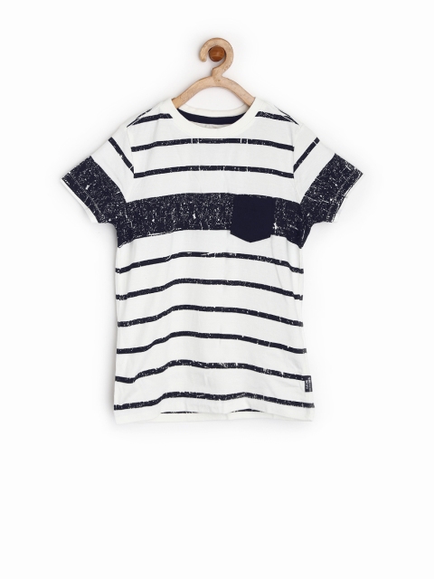 

Rockstar by Flying Machine Boys White & Black Striped T-shirt