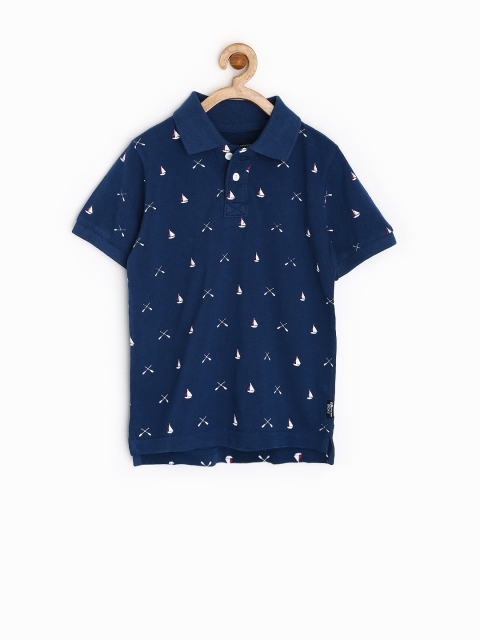 

Flying Machine Boys Navy Printed Polo T-shirt, Navy blue