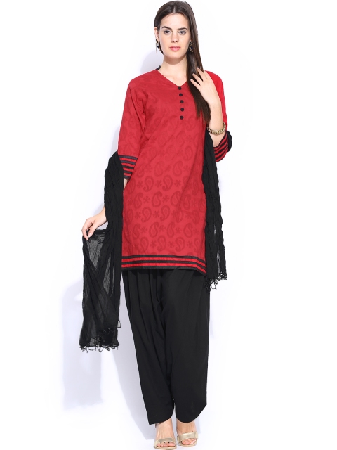 

Jaipur Kurti Women Red & Black Salwar Suit with Dupatta