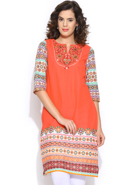

Aurelia Women Orange Printed Kurta
