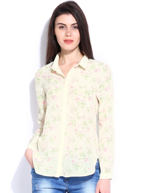 

ELLE Women Cream-Coloured Printed Shirt