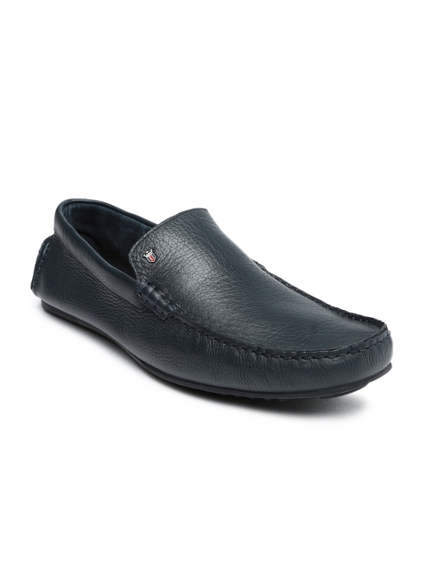 

Louis Phillipe Men Navy Leather Loafers, Navy blue