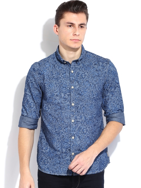 

Flying Machine Men Blue & Grey Floral Printed Casual Shirt