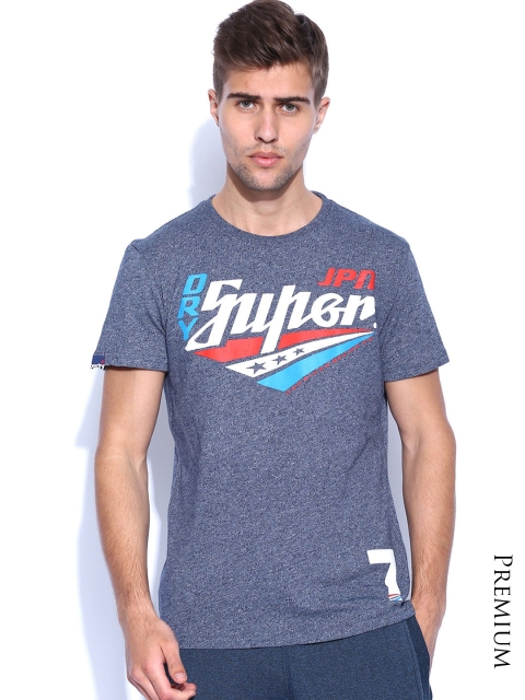 

Superdry Men Blue Melange Printed American Racing T-shirt