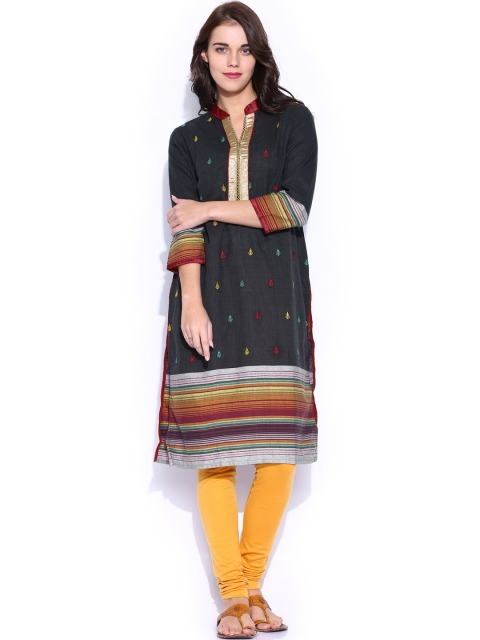 

Vishudh Women Black Embroidered Kurta