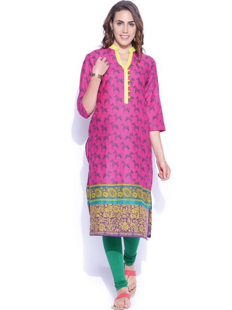 

Vishudh Women Pink Printed Kurta