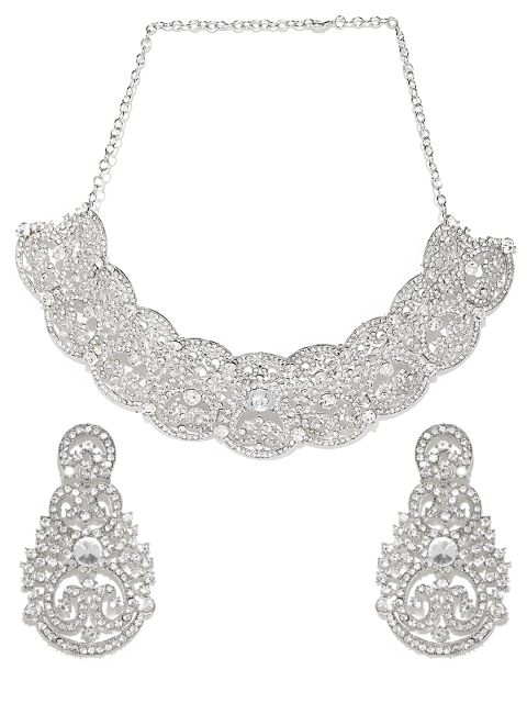 

Zaveri Pearls Silver-Toned Jewellery Set