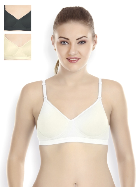 

Tweens Pack of 3 Green Full-Coverage T-shirt Bras TW-1313, White
