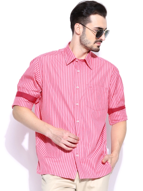 

ColorPlus Pink & Off-White Striped Classic Fit Casual Shirt