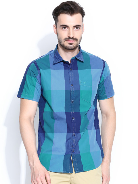 

ColorPlus Blue & Green Checked Contemporary Fit Casual Shirt