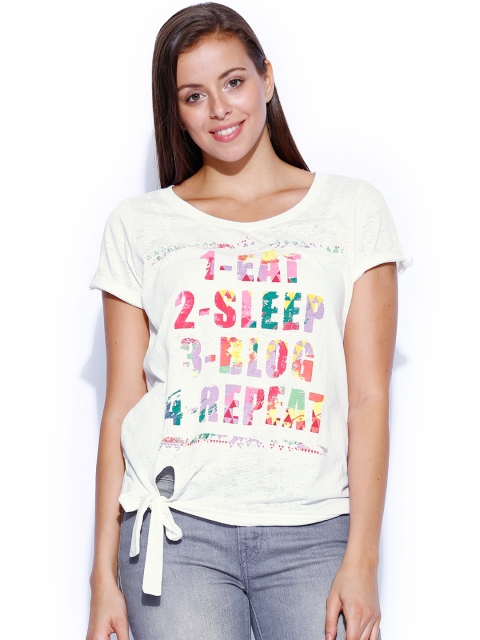 

Flying Machine White Printed Top
