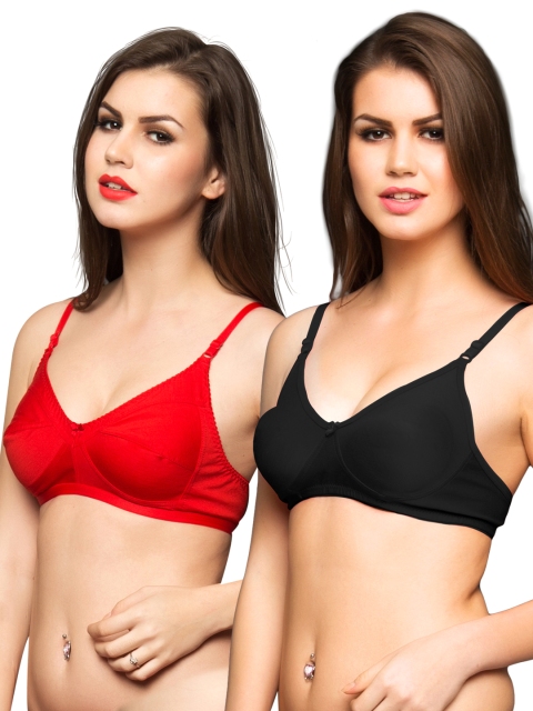 

Clovia Pack of 2 Bras BRC249P7740B, Red