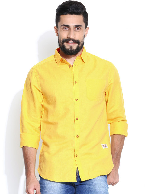 

Jack & Jones Yellow Linen Casual Shirt