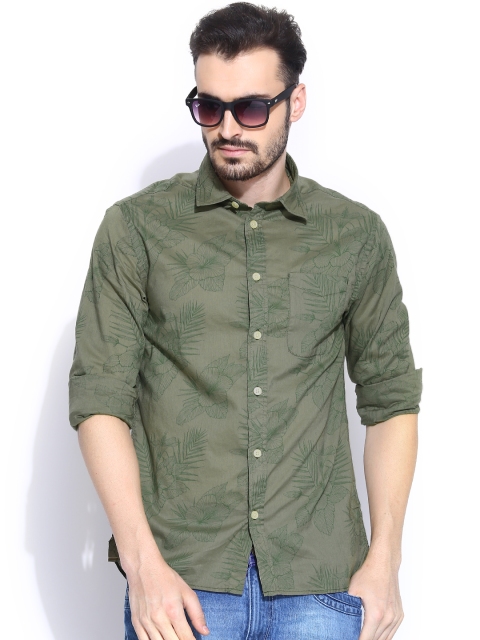

Jack & Jones Olive Green Floral Print Casual Shirt