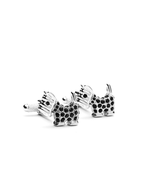 

Alvaro Castagnino Silver-Toned & Black Cufflinks