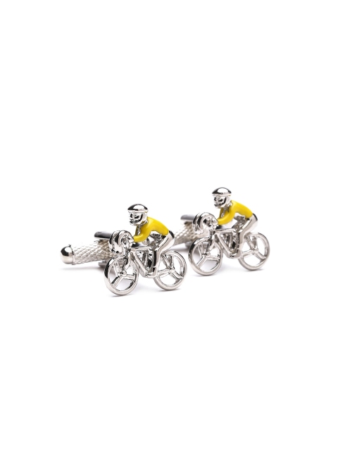 

Alvaro Castagnino Steel-Toned & Yellow Cufflinks