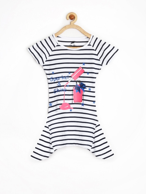 

YK Girls White & Navy Striped Top