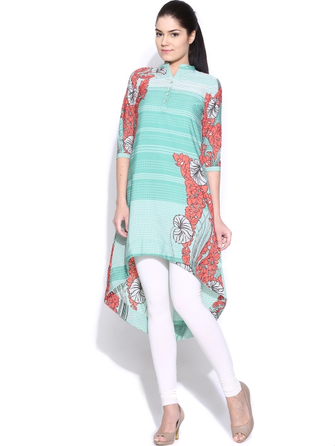 

W Women Green Printed Kurta