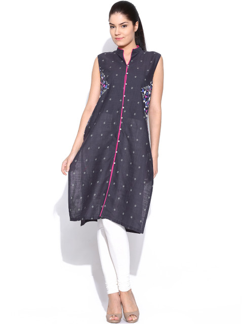 

W Women Dark Grey Printed Kurta