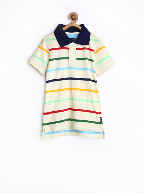 

Flying Machine Boys Off-White Striped Polo T-shirt