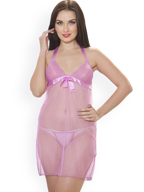 

Clovia Lavender Baby-Doll Nightdress NS0321P26S