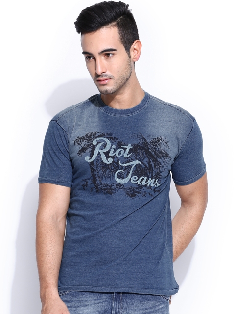 

Riot Blue Washed Printed T-shirt