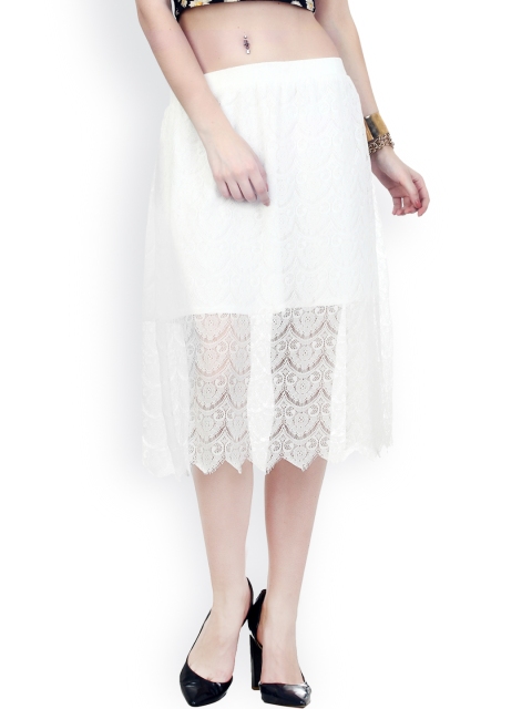

FabAlley White Lace Midi Skirt