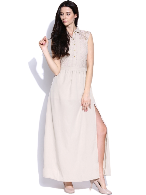 

Hue by Anamika Beige Lace Maxi Dress