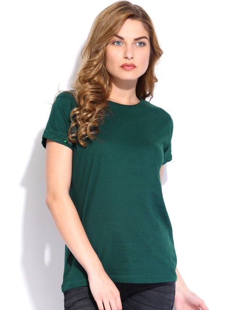 

Tokyo Talkies Women Dark Green T-shirt