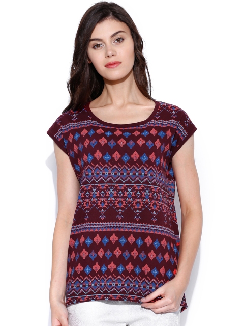 

Tokyo Talkies Maroon Printed Top