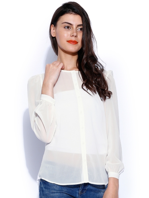 

ONLY Off-White Sheer Shirt