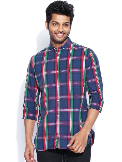 

French Connection Navy & Red Checked Casual Shirt, Navy blue