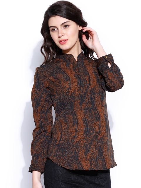 

Tokyo Talkies Black & Brown Printed Top