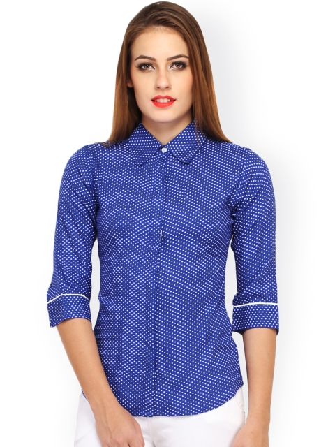 

Cation Women Blue Polka Dot Print Shirt