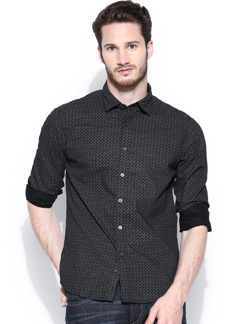 

Flying Machine Black Printed Casual Shirt