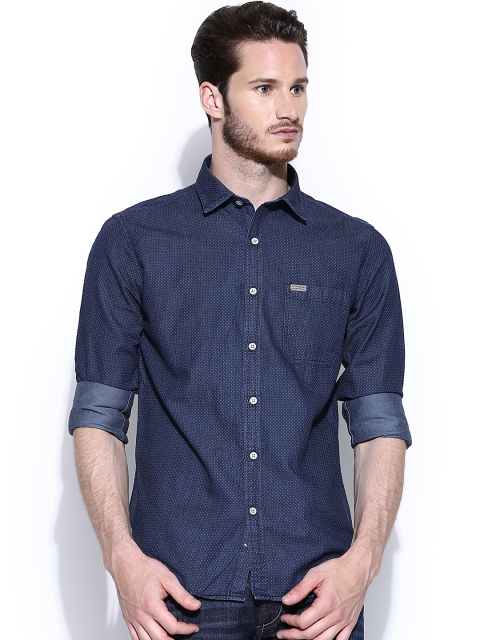 

Flying Machine Blue Printed Casual Shirt