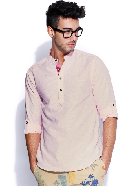

Jack & Jones Pink Slim Fit Linen Tunic Shirt