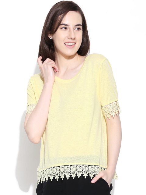 

Vero Moda Yellow Top with Crochet Detail