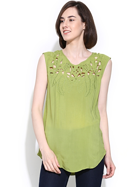 

Vero Moda Green Top with Cut-Out Detail