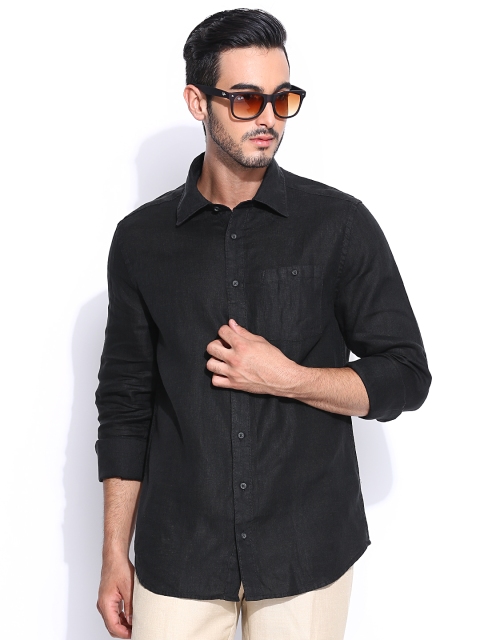 

Blackberrys Black Slim Fit Linen Casual Shirt