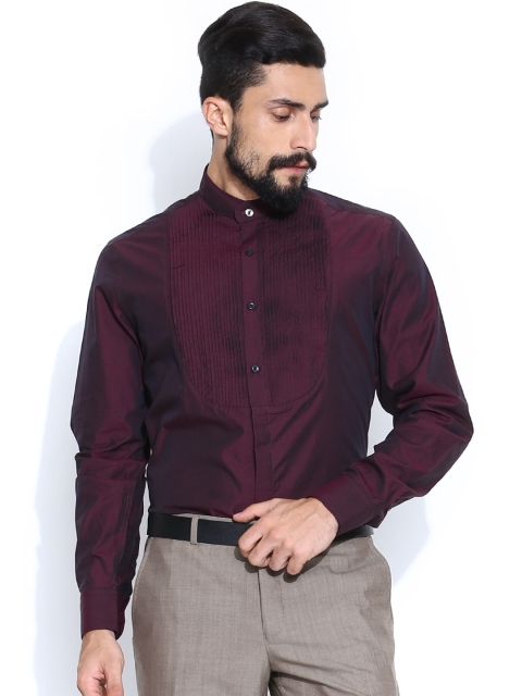 

Blackberrys Burgundy Dual-Toned Partywear Shirt